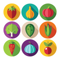 Vegetables Colored Icons Flat Set