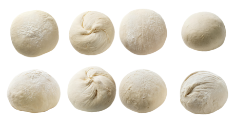 Round bread dough in different forms isolated on transparent background