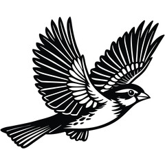 sparrow in mid flight