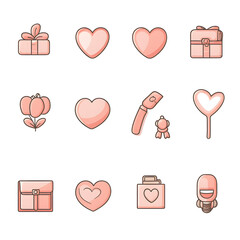 A set of icons a minimalist valentine days