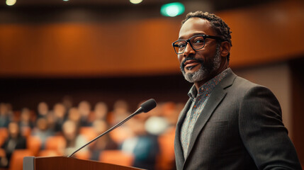 A career advancement workshop featuring a keynote speaker sharing strategies for success