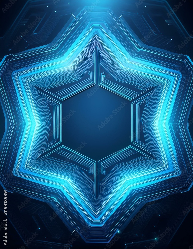 Poster abstract blue hexagon pattern frame on dark background with futuristic concept. generated image