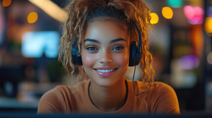 Fototapeta premium A customer service agent responding to queries through a seamless online chat interface