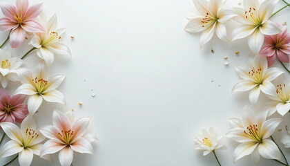 Lily flower frame on clean background