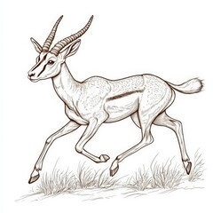 Obraz premium Elegant Antelope Running in Natural Habitat, Capturing the Graceful Movements of Wildlife in a Stylish and Artistic Illustration with Fine Details