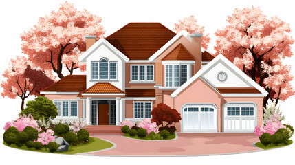 Gorgeous country homes that are vibrant and colorful. Background of a spring or summer village