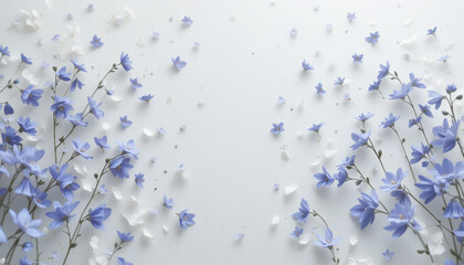 Fototapeta premium Bluebell flower frame on clean background