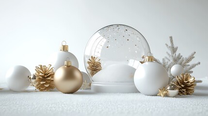 Elegant christmas decor snow globe and ornaments festive atmosphere holiday