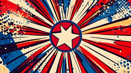 Fototapeta premium Abstract Starburst Design Featuring Red White And Blue Hues