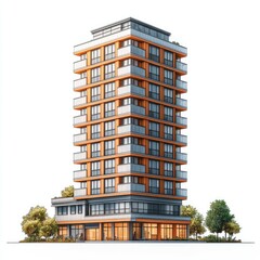 Obraz premium Modern Highrise Apartment Building: Architectural Design and City Living