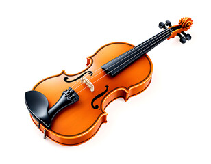 Obraz premium A Stunning Closeup View of a Classic Violin, Exquisitely Detailed and Perfectly Rendered Against a Pristine White Background