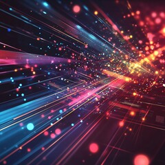 Abstract Digital Network Technology Lines Speed Light Data Flow