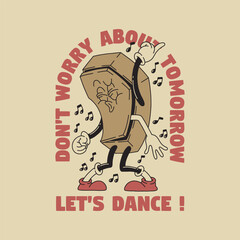 dancing coffin retro cartoon mascot