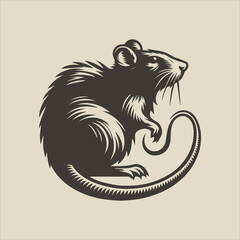 Rat with long tail vector logo for pest control business