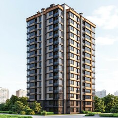 Modern Highrise Apartment Building: Luxury Urban Living in a Contemporary Architectural Design