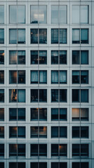 Obraz premium High rise building windows with reflections and symmetry