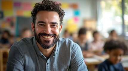 Obraz premium Teacher engaging students in classroom educational setting positive atmosphere