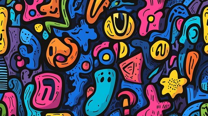 Naklejka premium Colorful digital artwork vibrant modern abstract patterns & design