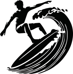 Surfer in motion on the ocean wave.