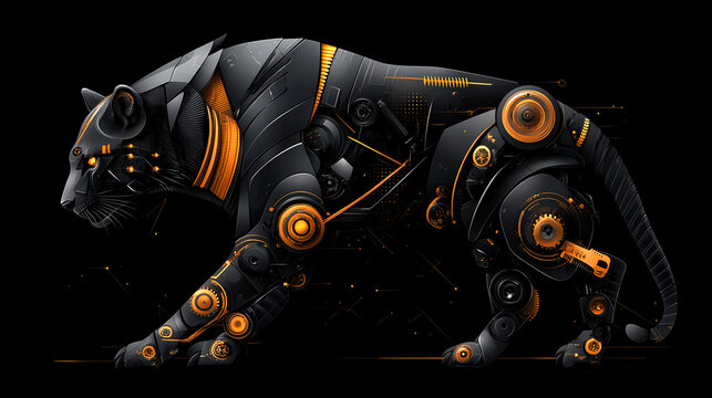 Mechanical Panther Cyberpunk Big Cat