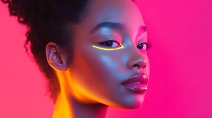 Obraz premium Woman with glowing highlighter