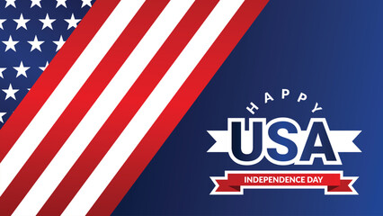 Naklejka premium Happy independence day. USA independence day. Vector banner with american flag. background illustration
