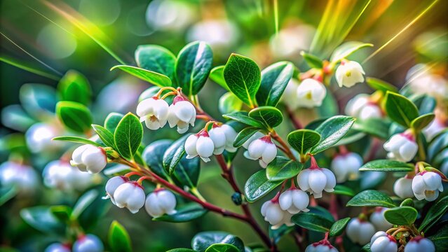 Dutch Summer Bloom: Long Exposure of White Gaultheria procumbens Flowers