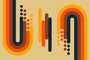Abstract Retro Design with Geometric Shapes in Warm Tones