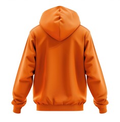 High-resolution back view of orange hoodie on white background, perfect for professional product mockups and clothing templates