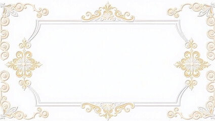 AI generative. Elements of ornate vintage frames. Border gold swirls motifs on white  background. Design for wedding invitations, greeting cards, royal certificates., food menu. 10
