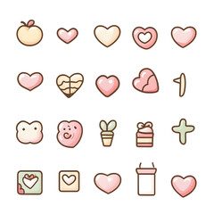 A set of icons a minimalist valentine days