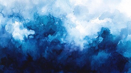 Obraz premium Abstract Blue Watercolor Wash Background Texture Deep Ocean Sky