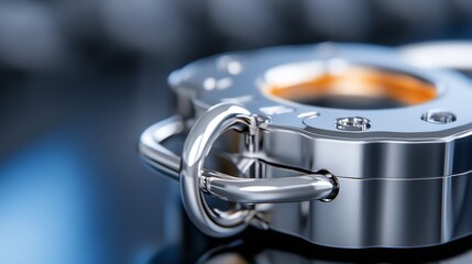 Sleek silver keychain gleams brightly reflecting soft light subtly. AI Generated