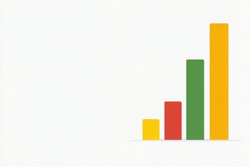 A simple bar graph illustrating growth with four colored bars: red, yellow, green, and blue, representing increasing values.
