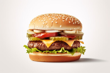 Hamburger on a table on a white background burger isolated on white background
