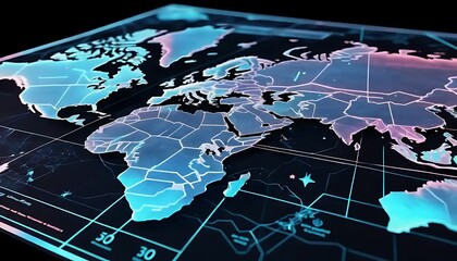 Glowing Digital World Map Showing Global Connections