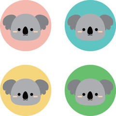 かわいいコアラの顔イラストセット