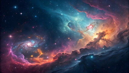 Fototapeta premium Beautiful nebulae and stars in the night sky. Supernova background wallpaper 
