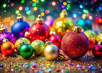 Fototapeta premium Festive Macro Photography: Sparkling Holiday Decorations Close-Up