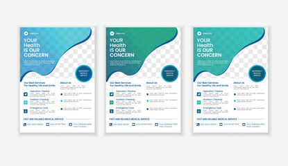 Modern healthcare medical flyer template design for  a4 print