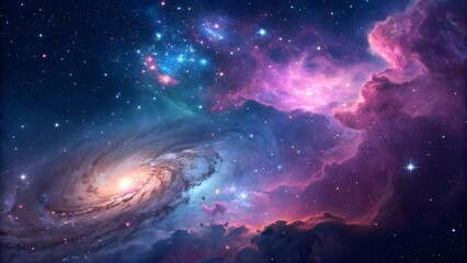 Fototapeta premium Beautiful nebulae and stars in the night sky. Supernova background wallpaper 