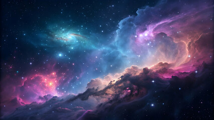 Beautiful nebulae and stars in the night sky. Supernova background wallpaper 