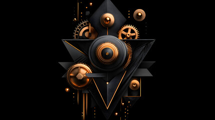 Abstract Black Gold Geometric Composition