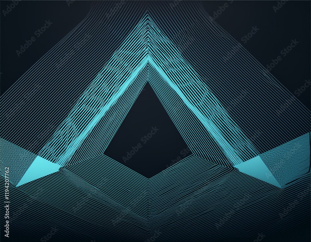 Poster abstract futuristic pattern on dark background with triangle wave template. generated image