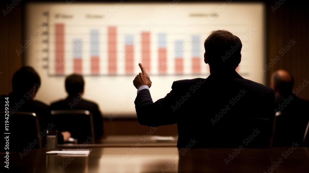 Poster A marketing manager illustrates important data trends using graphs and charts while colleagues observe in a modern office setting, fostering teamwork and discussion