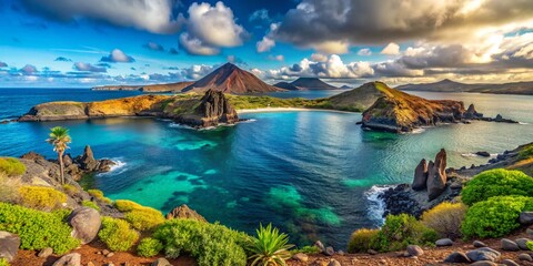 Fototapeta premium Galapagos Islands Ecuador: Breathtaking Volcanic Landscapes & Unique Wildlife