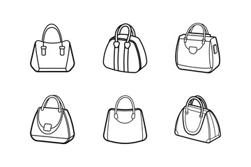 set of bags, bag line art vector illustration