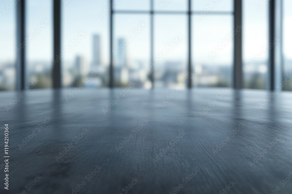 Fototapete bright and open office features a wide-angle view of a modern conference table. sunlight streams thr