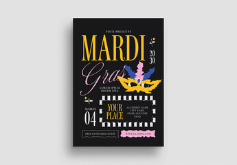 Black Quirky Mardi Gras Flyer Layout