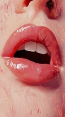Alluring Closeup of Red Lips: Beauty and Sensuality in Art